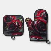 Gotische Rose Ofenhandschuh & Topflappen-Set (Vorderseite)