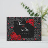 Gotische Rose Rot und Schwarz Save The Date (Stehend Vorderseite)