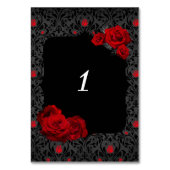 Gotische Rose Rot und Schwarz Tischnummer (Vorderseite)
