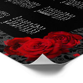 Gotische Rose Rot und Schwarz Tischnummer Poster (Ecke)