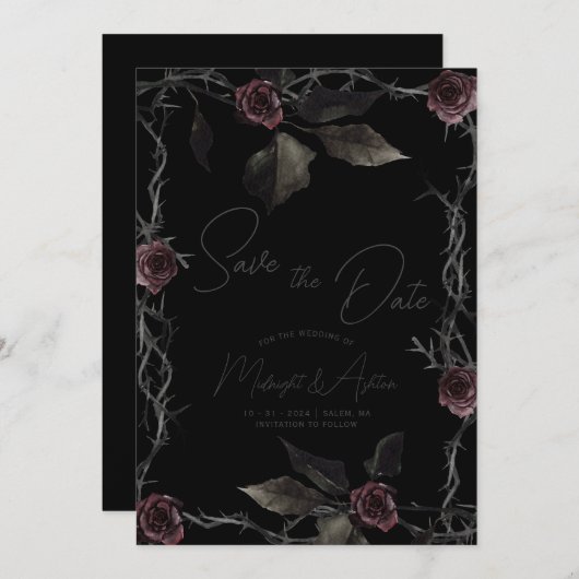 Gotische Rose Save the Date (Vorne/Hinten)