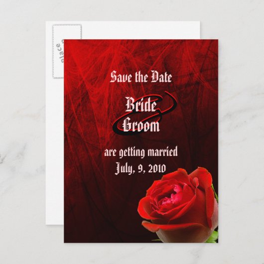Gotische Rose Save the Date Postkarte (Vorne/Hinten)