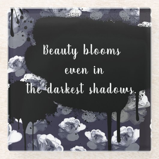 Gotische Rose Schönheit blüht im Schatten Glasuntersetzer (Vorderseite)