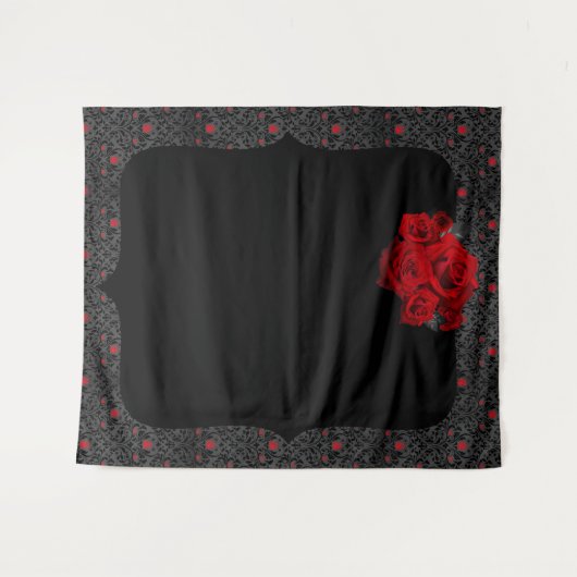 Gotische Rose Schwarz und Rot Romantischer Hinterg Wandteppich (Vorderseite (Horizontal))