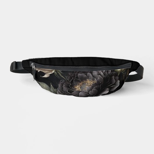 Gotische Rose Schwarze Blume Bauchtasche (Vorderseite)