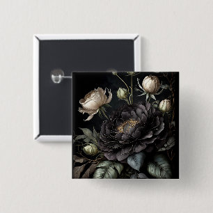 Gotische Rose Schwarze Blume Button