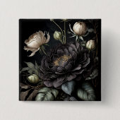 Gotische Rose Schwarze Blume Button (Vorderseite)