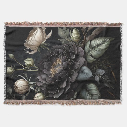 Gotische Rose Schwarze Blume Decke (Vorderseite)