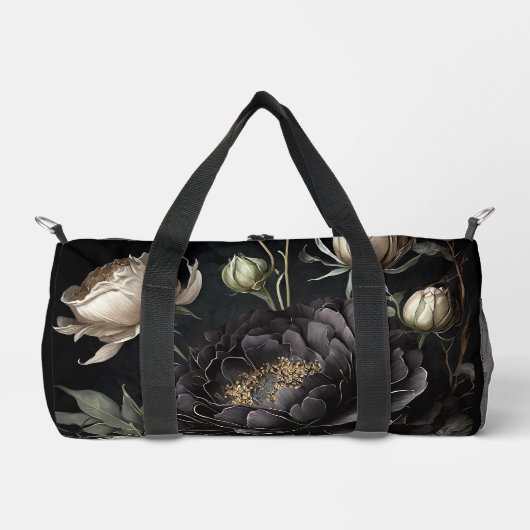 Gotische Rose Schwarze Blume Duffle Bag (Vorderseite)