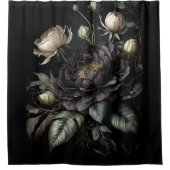 Gotische Rose Schwarze Blume Duschvorhang (Vorderseite)
