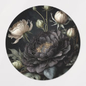 Gotische Rose Schwarze Blume Etiketten (Design 2)