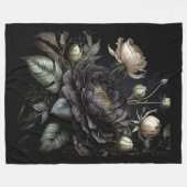 Gotische Rose Schwarze Blume Fleecedecke (Vorderseite (Horizontal))