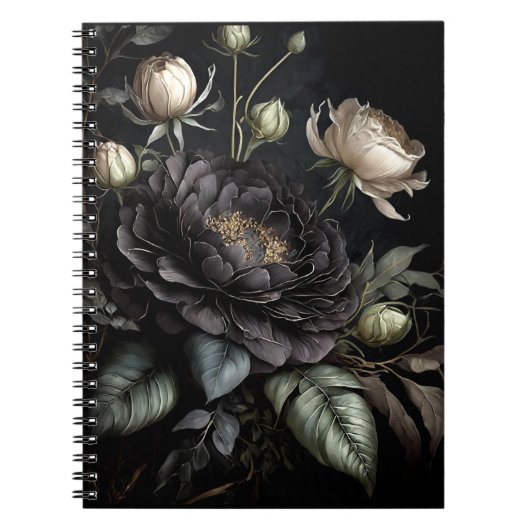 Gotische Rose Schwarze Blume Notizblock (Vorderseite)