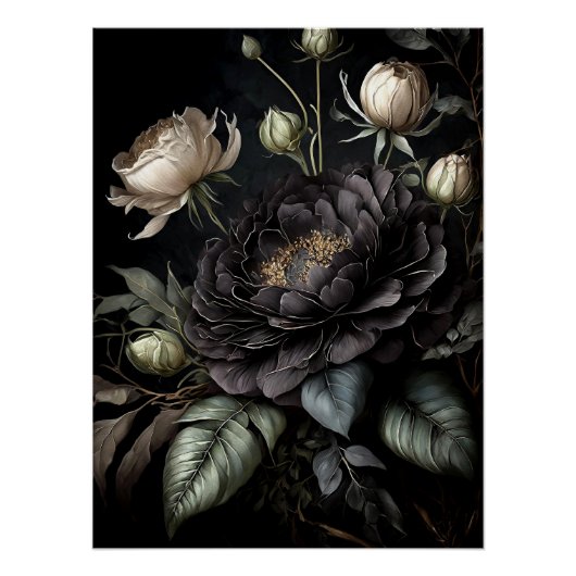 Gotische Rose Schwarze Blume Poster (Vorderseite)