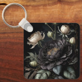 Gotische Rose Schwarze Blume Schlüsselanhänger (Vorderseite)