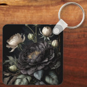 Gotische Rose Schwarze Blume Schlüsselanhänger (Rückseite)