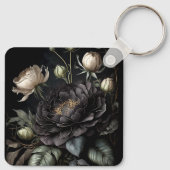 Gotische Rose Schwarze Blume Schlüsselanhänger (Rückseite)