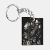 Gotische Rose Schwarze Blume Schlüsselanhänger (Vorderseite links)
