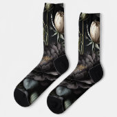 Gotische Rose Schwarze Blume Socken (Linkes Detail)