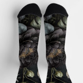 Gotische Rose Schwarze Blume Socken (Oben)