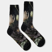 Gotische Rose Schwarze Blume Socken (Rechts)