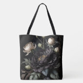 Gotische Rose Schwarze Blume Tasche (Rückseite)