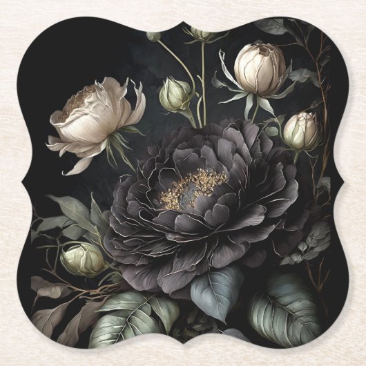 Gotische Rose Schwarze Blume Untersetzer (Vorderseite)