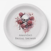 Gotische Rose Skull Halloween Brautparty Pappteller (Vorderseite)