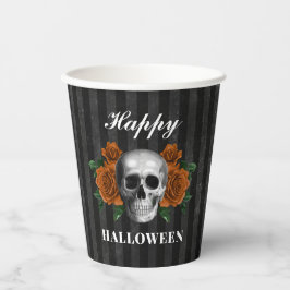 Gotische Rose & Skull Happy Halloween Pappbecher