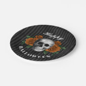 Gotische Rose & Skull Happy Halloween Pappteller (Schrägansicht)