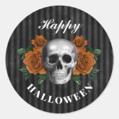 Gotische Rose & Skull Happy Halloween Runder Aufkleber (Vorderseite)
