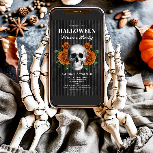 Gotische Rose und Halloween-Party Einladung