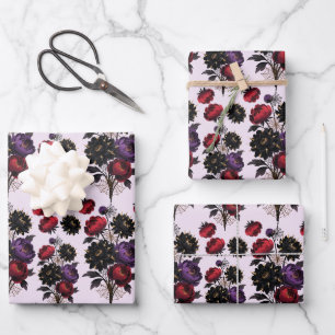 Gotische Rose und Spinnennetze, BlumenHalloween Geschenkpapier Set