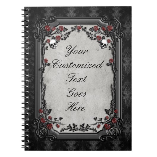 Gotische Rosen u. Schädel Notizblock (Vorderseite)