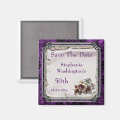 Gotische Rosen u. schwarzer Damast 50. Save the Magnet (Vorderseite/Rückseite)