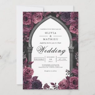 Gotische Rosenbogen-Romanze-Hochzeit Einladung