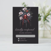 Gotische Rot- und Schwarz-Blütenspinnen-Webbearbei RSVP Karte (Stehend Vorderseite)