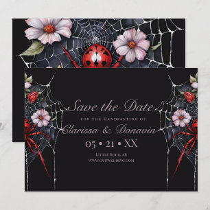 Gotische Rot- und Schwarz-Blütenspinnen-Webbearbei Save The Date