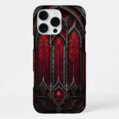 Gotische rote Bleiglasfenster iPhone Hülle (Rückseite)
