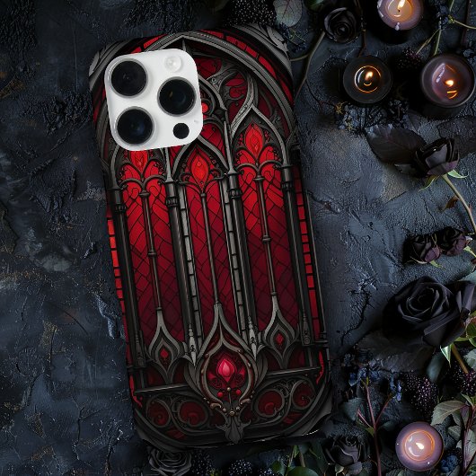Gotische rote Bleiglasfenster iPhone Hülle