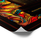 Gotische rote Mohn-Kirchen-Orgel Buntglas A Poster (Ecke)