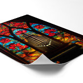 Gotische rote Mohn-Kirchen-Orgel Buntglas A Poster (Ecke)