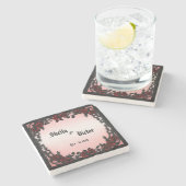 Gotische Rote Rose Hochzeit mit Viktorianischem Fl Steinuntersetzer (Seitenansicht)