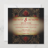 Gotische Rote Rose Hochzeitseinladung Einladung (Rückseite)