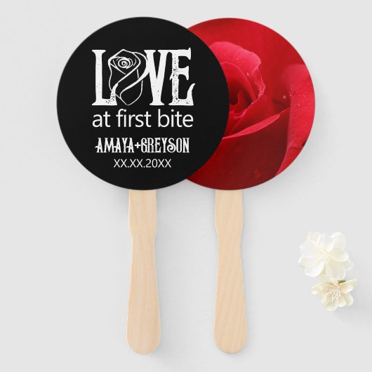 Gotische Rote Rose Liebe bei First Bite Wedding Fächer (Vorne und Hinten)