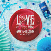 Gotische Rote Rose Liebe bei First Bite Wedding Pappteller (Party)