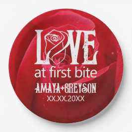 Gotische Rote Rose Liebe bei First Bite Wedding Pappteller