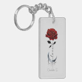Gotische Rote Rose und Crescent Moon mit Liebe Schlüsselanhänger (Vorderseite links)