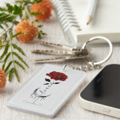 Gotische Rote Rose und Crescent Moon mit Liebe Schlüsselanhänger (Vorderseite rechts)