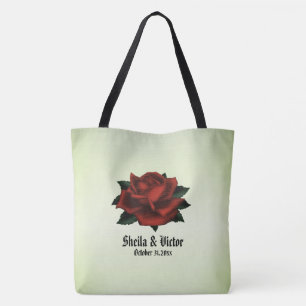 gotische Rote Rose und Datum Grün Tasche